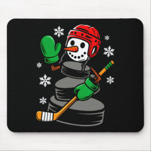 Tapis De Souris Casquette de Noël Hockey Bonhomme de Neige Xmas Am