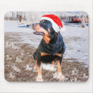 Tapis De Souris Casquette de Noël Rottweiler Mousepad