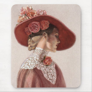 Tapis De Souris Casquette rose de cru victorien élégant de Madame