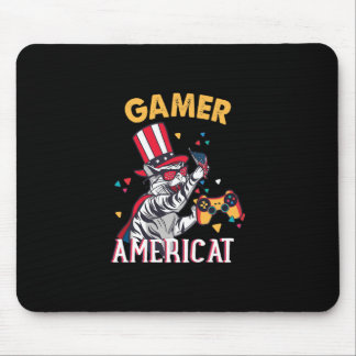 Tapis De Souris Cat Americat 4 juillet Américain Gamer