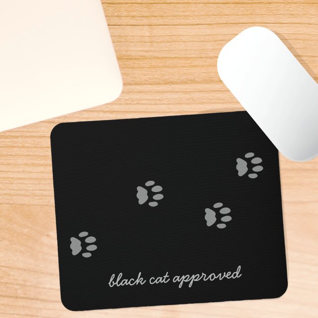 Tapis De Souris Cat Approuvé Gris Empreintes de pattes Black Souri (Créateur téléchargé)
