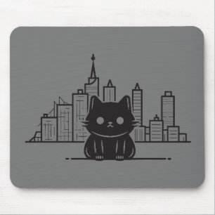 Tapis De Souris Cat Cityscape Furry Cute Vector Graphique