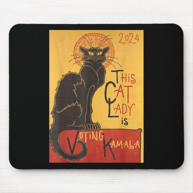 Tapis De Souris Cat Lady Kamala Le Conversation Noir Funny Ballot (Devant)