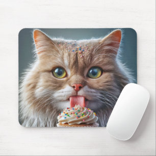 Tapis De Souris Cat Licking A Cupcake