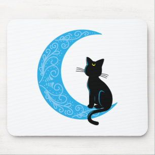 Tapis De Souris Cat noir Crescent Lune marin maman