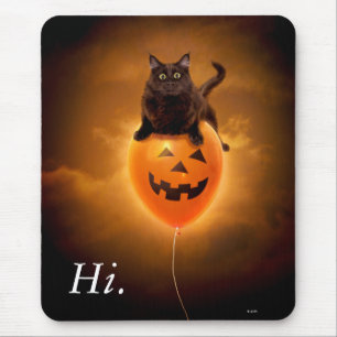 Tapis De Souris Cat on Halloween Balloon