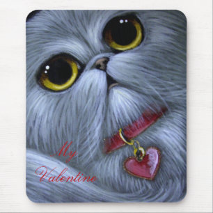 Tapis De Souris CAT PERSAN ARGENTÉ - MON VALENTINE Mousepad