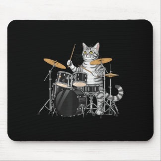 Tapis De Souris Cat Playing Drums Drumset Drumkit Drumming Drum Dr