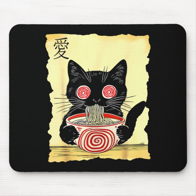 Tapis De Souris Cat Ramen Japanese Funny Graphic Tees Kawaii Anime (Devant)