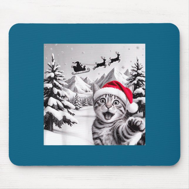 Tapis De Souris Cat Selfie With Santa  (Devant)