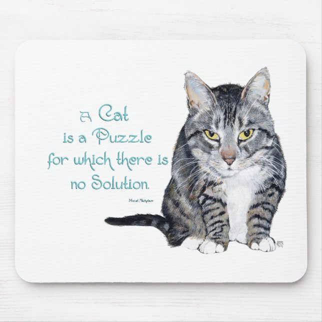 Tapis De Souris Cat Wisdom - a Cat is a Puzzle (Devant)