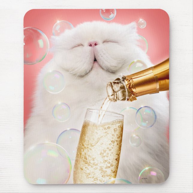 Tapis De Souris Cat With Champagne (Devant)
