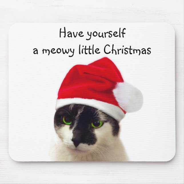Tapis De Souris Cat with Santa's Hat (Devant)