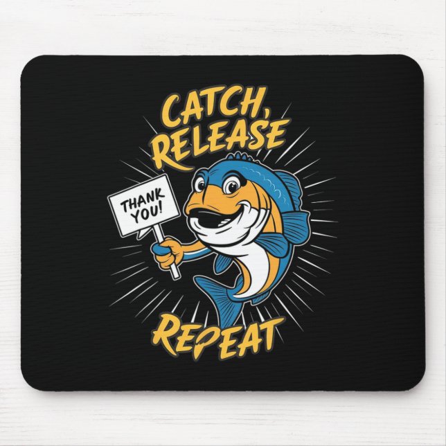 Tapis De Souris Catch Et Libérer La Pêche Drôle (Devant)