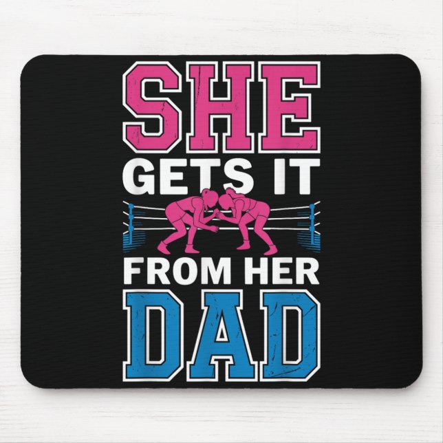 Tapis De Souris Catcheuse de lutte Catcheuse Fille Obtient de Papa (Devant)