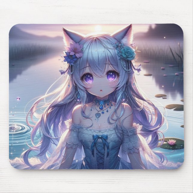Tapis De Souris Catgirl d'eau Anime Princesse (Devant)
