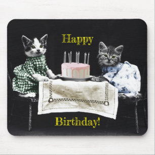 Tapis De Souris Cats celebrating a birthday with cake and candles