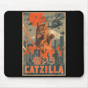 Tapis De Souris Catzilla Chat Art Japonais Cadeaux Drôles de Chat