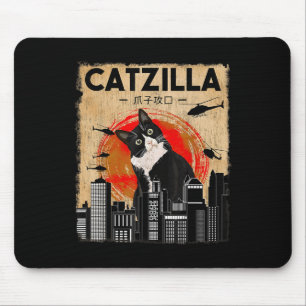 Tapis De Souris Catzilla vintage - Drôle Tuxedo Chat Et Kitten