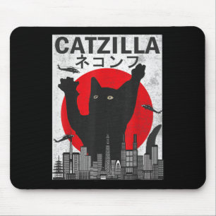 Tapis De Souris Catzilla vintage Japonaise Style coucher de soleil