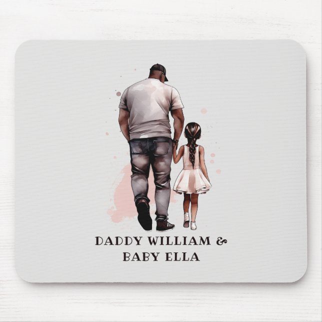 Tapis De Souris Caution père et fille noire (8) (Devant)