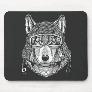 Tapis De Souris Cavalier de moto de chien de loup
