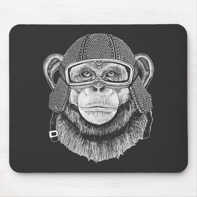 Tapis De Souris Cavalier de moto de chimpanzé (Devant)