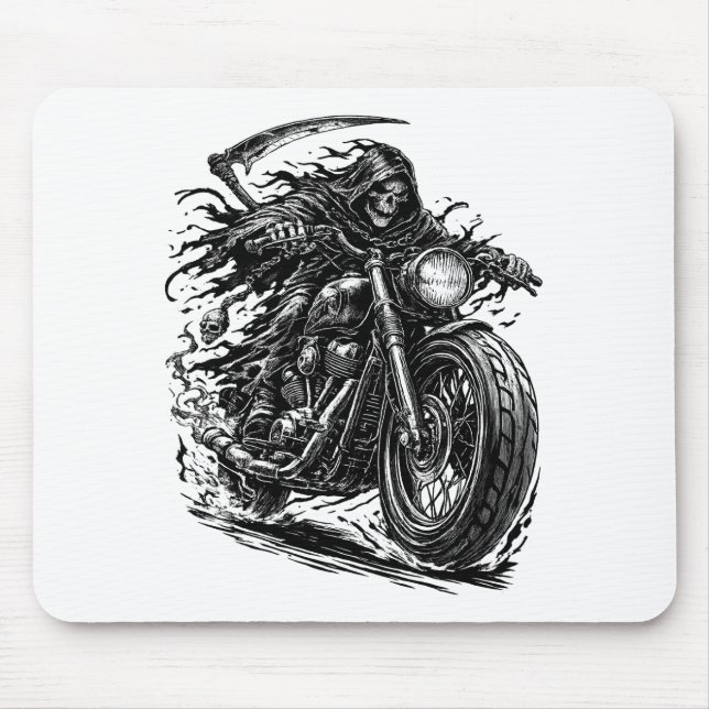 Tapis De Souris Cavalier de moto Reaper voilé  (Devant)