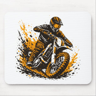 Tapis De Souris Cavalier de motocross glissant dans la boue avec p
