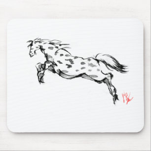 Tapis De Souris Cavalier japonais de sumi d'art de cheval