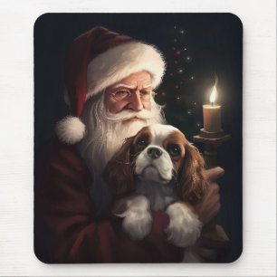 Tapis De Souris Cavalier King avec le Père Noël Festif Noël