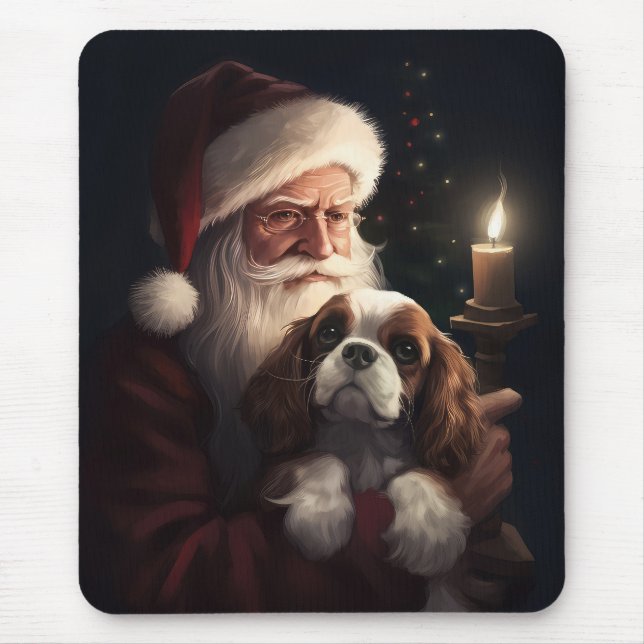 Tapis De Souris Cavalier King avec le Père Noël Festif Noël (Devant)