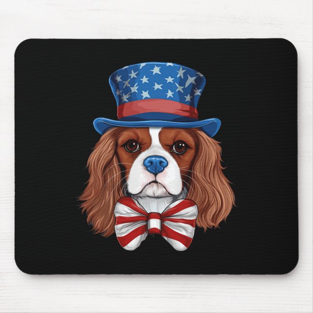 Tapis De Souris Cavalier King Charles Spaniel Avec Drapeau Usa Ind (Devant)