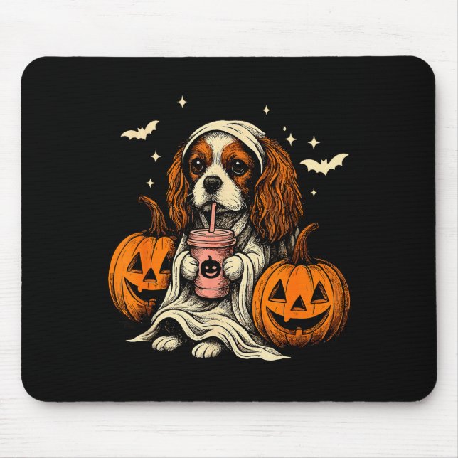 Tapis De Souris Cavalier King Charles Spaniel Ghost Halloween Cava (Devant)