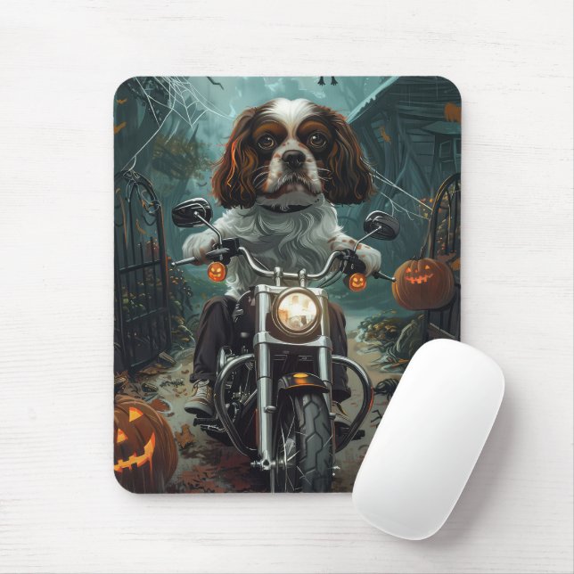 Tapis De Souris Cavalier King Charles Spaniel Halloween Épouvantab (Avec souris)