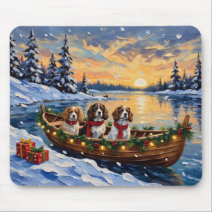 Tapis De Souris Cavalier King Charles Spaniel Noël Bateau