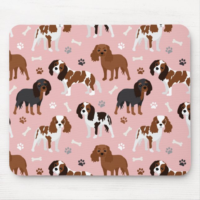 Tapis De Souris Cavalier King Charles Spaniel Paws and Bones Mouse (Devant)