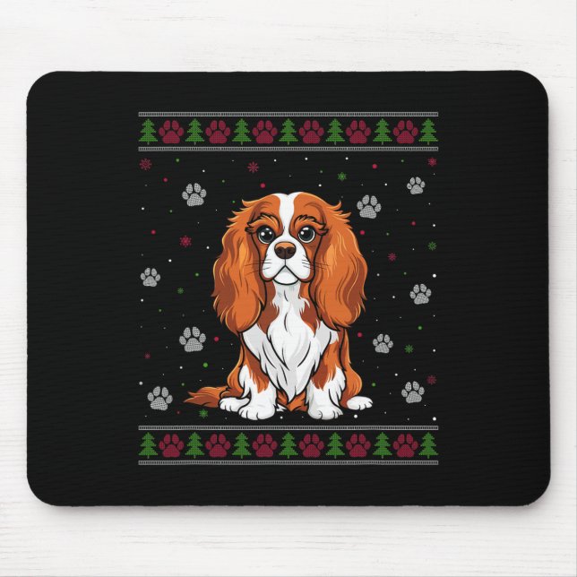 Tapis De Souris Cavalier King Charles Spaniel Sweat de Noël Do (Devant)