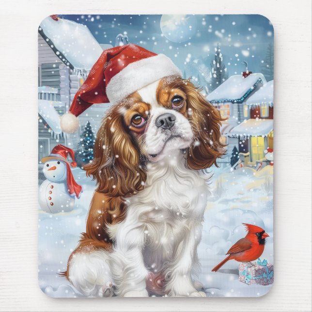 Tapis De Souris Cavalier King Winter Wonderland Noël Joie (Devant)