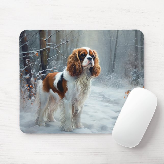 Tapis De Souris Cavalier Roi Laisser Neige Noël Brossé (Avec souris)