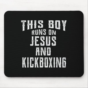 Tapis De Souris Ce garçon court sur Jésus et Kickboxing Cadeau chr
