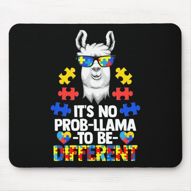 Tapis De Souris Ce n'est pas Prob-llama d'être différent Autisme F (Devant)