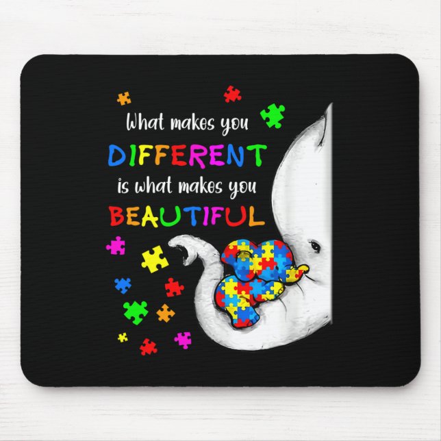 Tapis De Souris Ce qui vous rend différents éléphant maman Autisme (Devant)