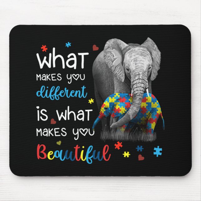 Tapis De Souris Ce qui vous rend différents Elephant Maman Autisme (Devant)