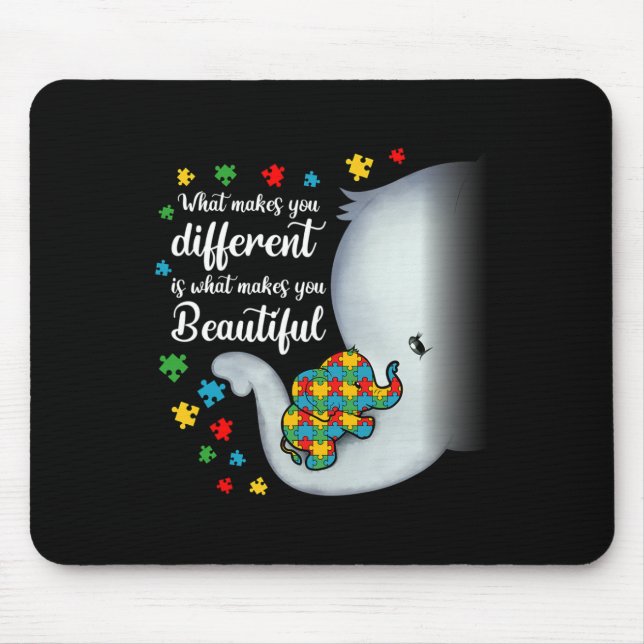 Tapis De Souris Ce qui vous rend différents éléphants Autisme Mama (Devant)
