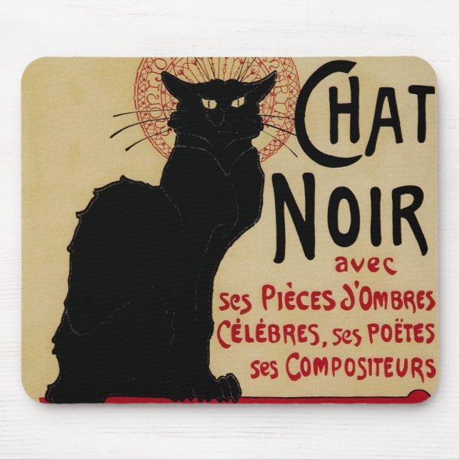 Tapis De Souris Ce Soir Conversation Noir Chat noir, Art Nouveau V (Devant)