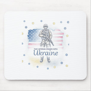 Tapis De Souris Ce vétéran se tient avec l'Ukraine Soutenez l'Ukra