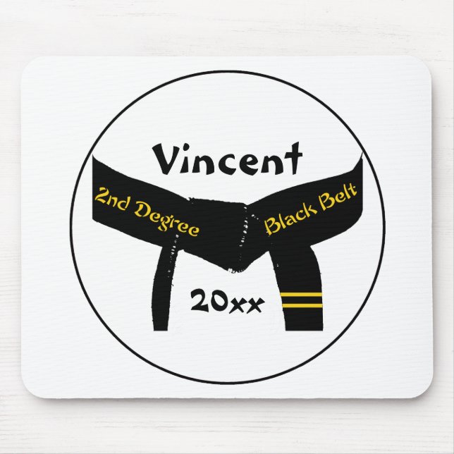 Tapis De Souris Ceinture noire de 2ème degré d'arts martiaux (Devant)