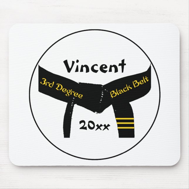 Tapis De Souris Ceinture noire de 3ème degré d'arts martiaux (Devant)