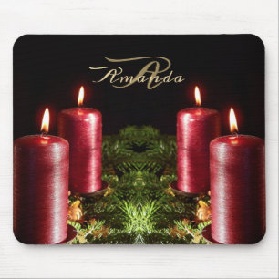 Tapis De Souris Célébration de Noël Bougies Rouges Vacances d'Hive